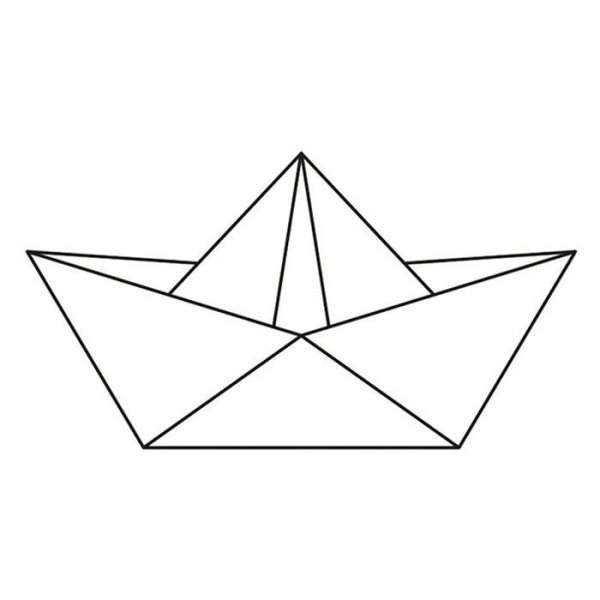 Tampon bois 6,6 x 3,7 cm - Bateau origami - Photo n°1