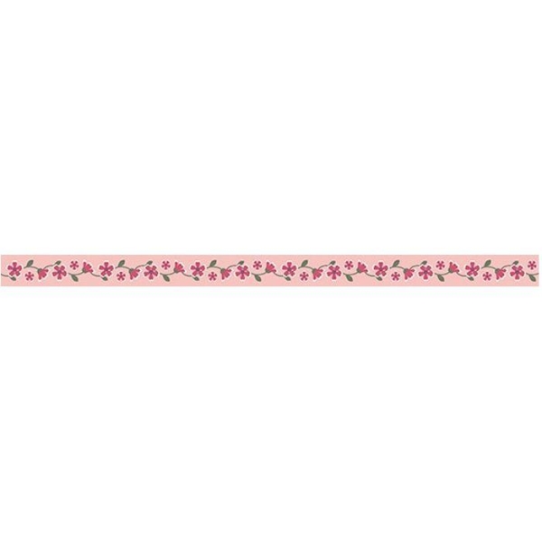 Masking tape 5 m x 1,5 cm - Fleurs rose - Photo n°1