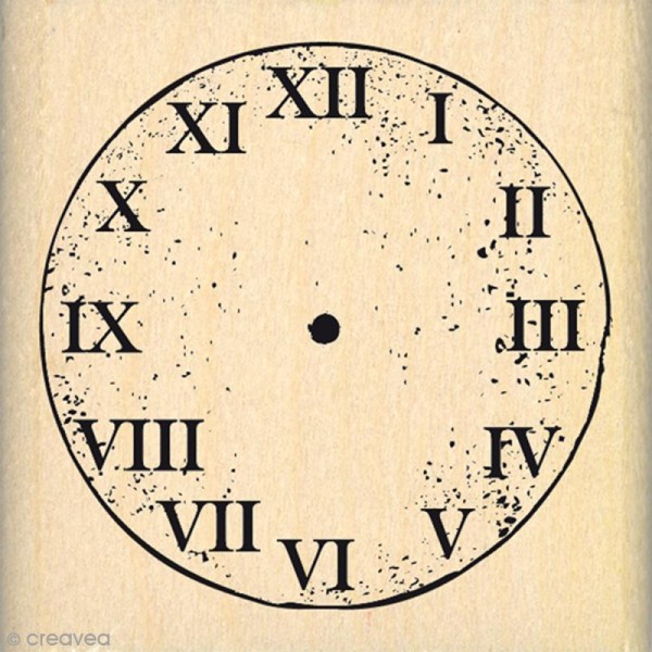 Tampon Caractères authentiques - Horloge antique - 5 x 5 cm - Photo n°1