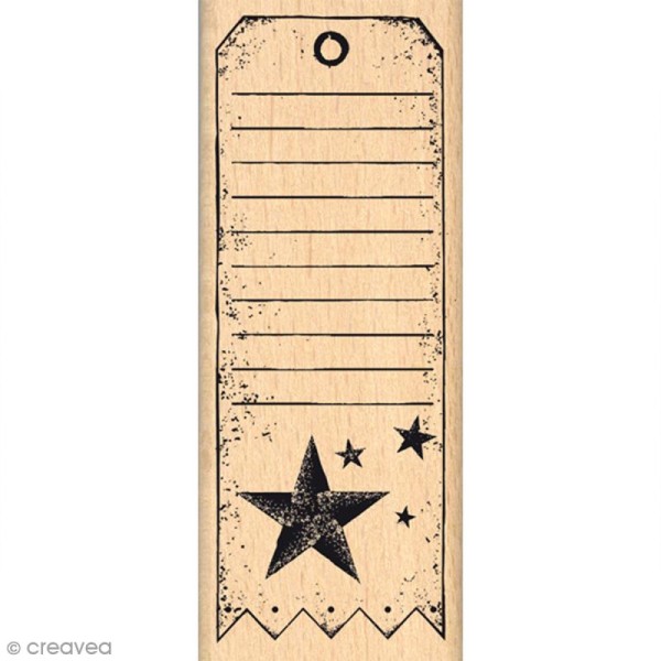 Tampon Caractères authentiques - Longue étiquette étoilée - 4 x 10 cm - Photo n°1