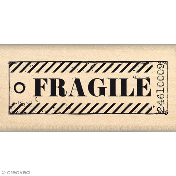 Tampon Souvenirs en images - Etiquette Fragile - 3 x 6 cm - Photo n°1