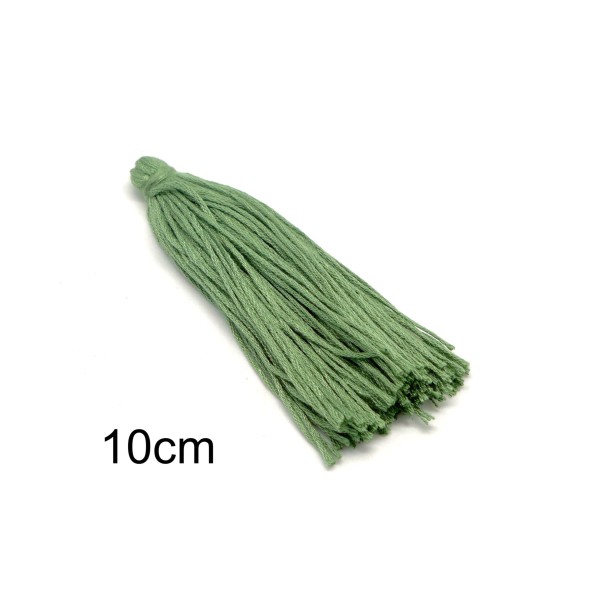 3 Pompons En Coton Vert Avocat 10cm - Photo n°1