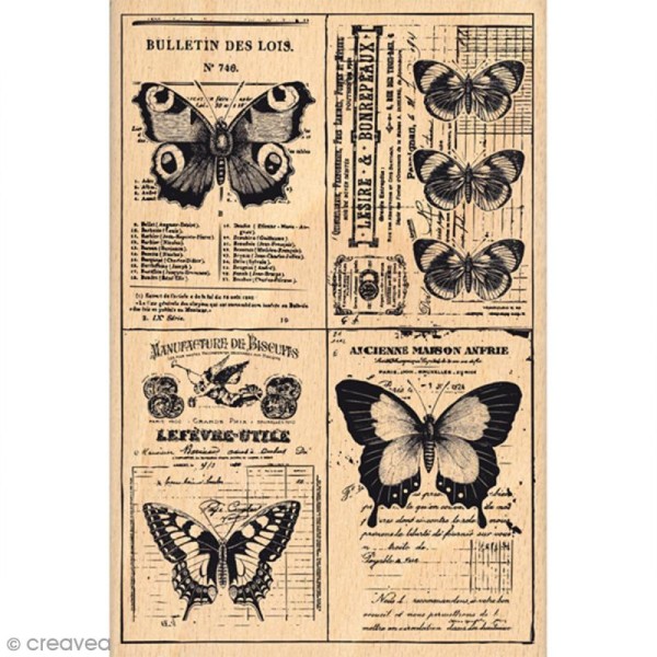 Tampon Vintage memories - Papillons de page en page - 10 x 15 cm - Photo n°1