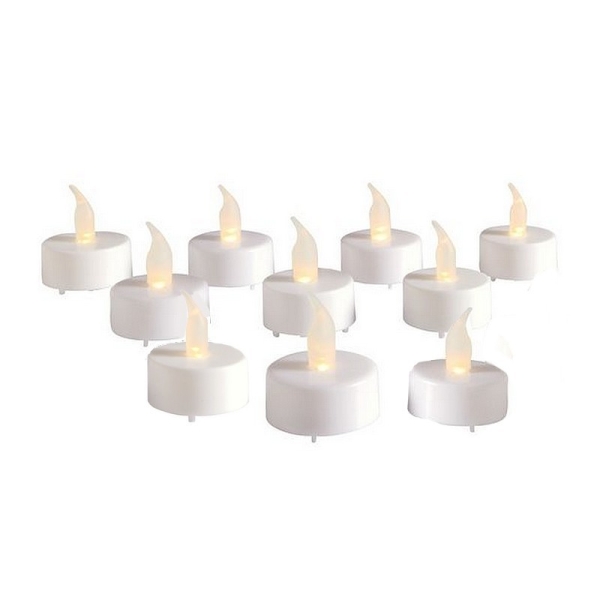 Lot de 10 Bougies chauffe-plat LED, lumière Jaune vacillante, h. 4,5 cm,  décoration de table - Photo n°1