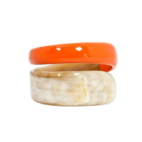 Bracelet en corne de buffle laquée orange x 1un - Photo n°1