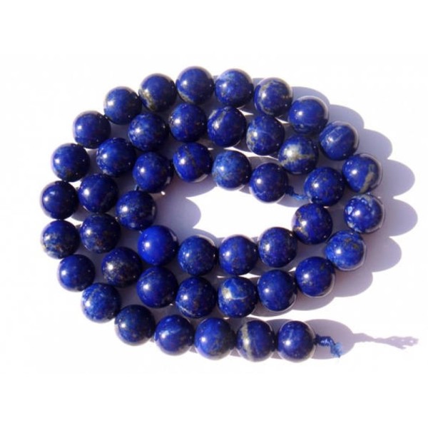 Lapis Lazuli : 4 perles grade de qualité AB 8 MM de diamètre - Photo n°1