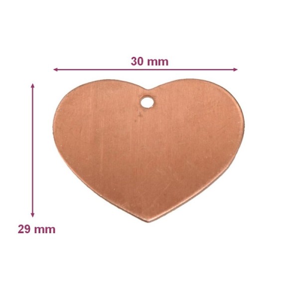 Pendentif en cuivre Coeur avec 1 trou , 30 x 29mm, ébauche pour émaillage à froid Efcolor - Photo n°1