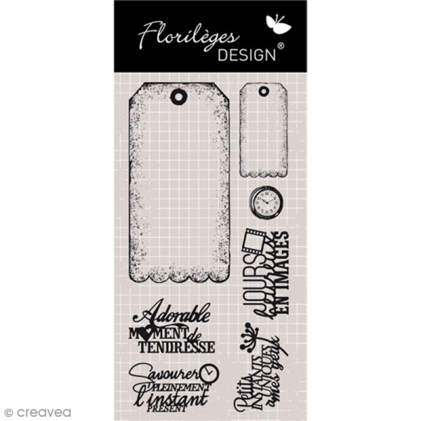 Tampon clear Florilèges Design - Tags à festons - 7 tampons transparents - Photo n°1