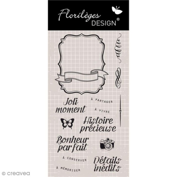 Tampon clear Florilèges Design - Style chalk - 14 tampons transparents - Photo n°1