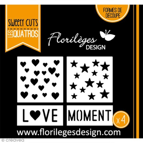 Die Florilèges Design - Les quatros - Blocs love moment - 4 pcs - Photo n°3