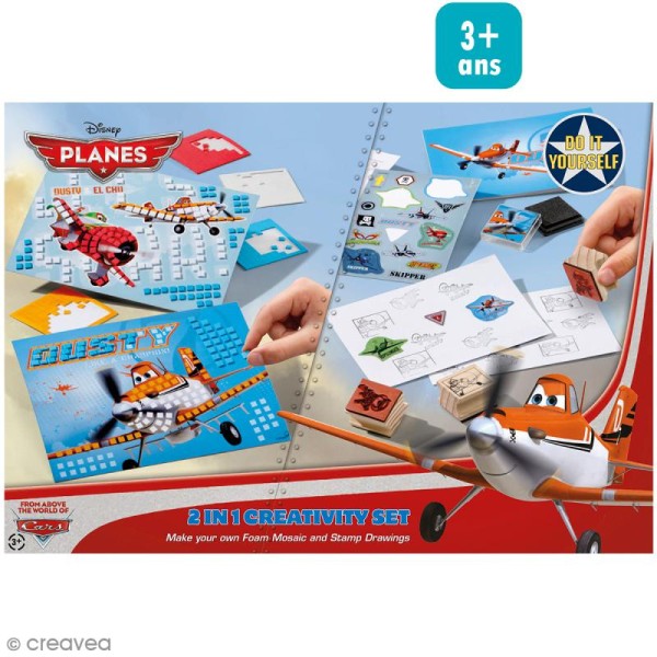 Kit créatif Planes 2 en 1 - Mosaïque en mousse + Tampons & stickers - Photo n°1