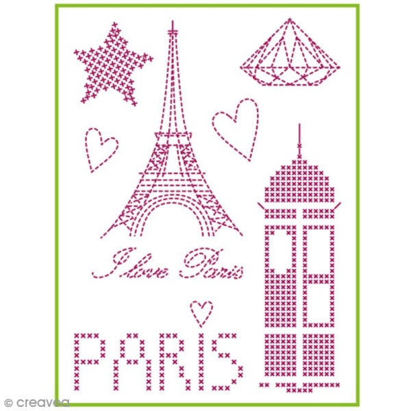 Feuille magique broderie Custom By Me - City - I love Paris - A4 - Photo n°1