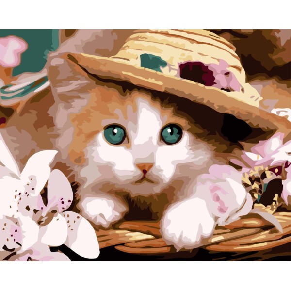 1pc Chapeau de Paille Gingembre Chaton Chat Animal de compagnie de la Peinture Acrylique Bricolage P - Photo n°1