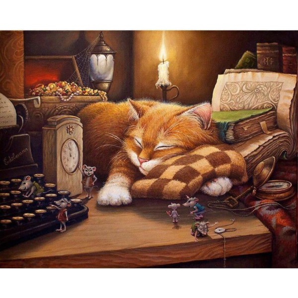 1pc Sleepy Gingembre Orange Chat de Souris Animal Animal de Souris Acrylique Bricolage Peinture Par - Photo n°1
