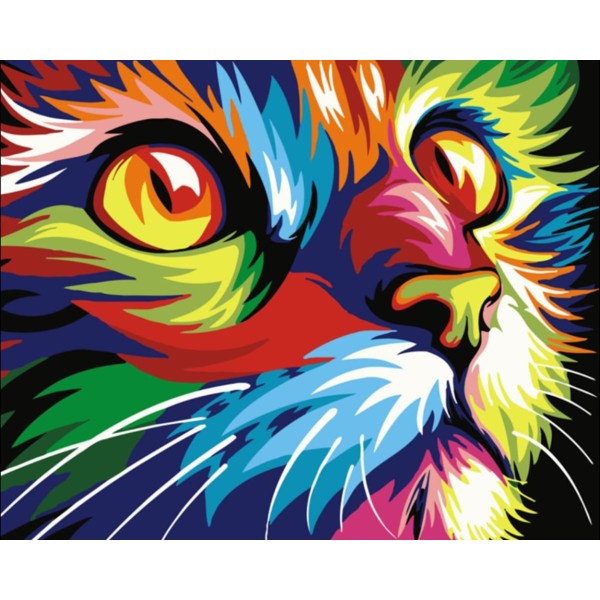 1pc arc-en-ciel Multicolore Tête de Chat Hippy Animal de compagnie Acrylique Bricolage Peinture Par - Photo n°1