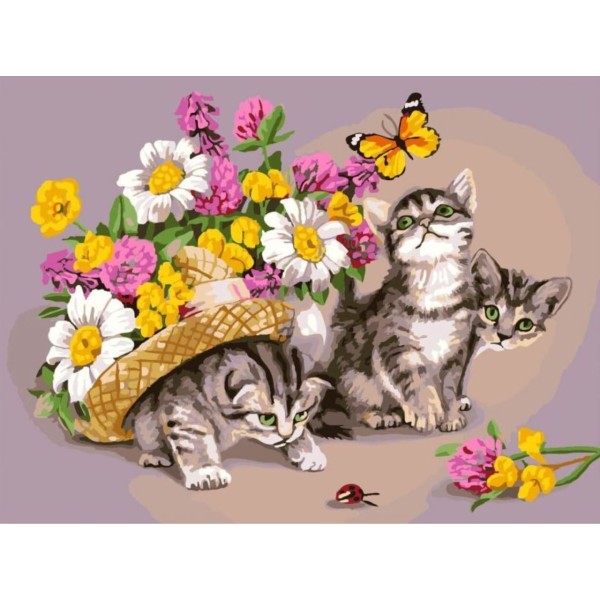 1pc Chapeau de Paille Chatons de Fleurs Papillon, Chat, Animal de compagnie, Acrylique Bricolage Pei - Photo n°1