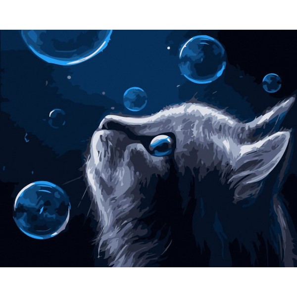 1pc aux Yeux Bleus de Chat Bulles de Savon Animal de compagnie Acrylique Bricolage Peinture Par Numé - Photo n°1