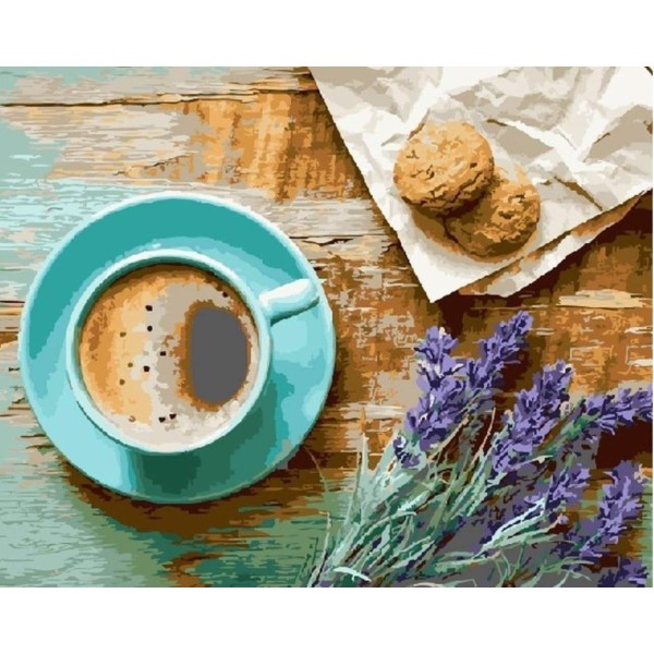 1pc Turquoise Tasse de Café de la Lavande Cookie Toujours la Vie du Village en Bois de Table Acryliq - Photo n°1