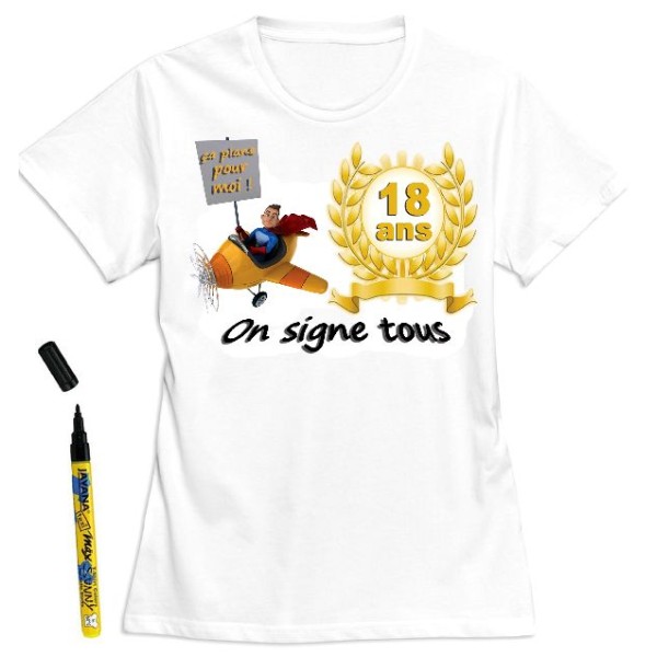 T-shirt homme à dédicacer 18 ans -Taille XXL - Photo n°1