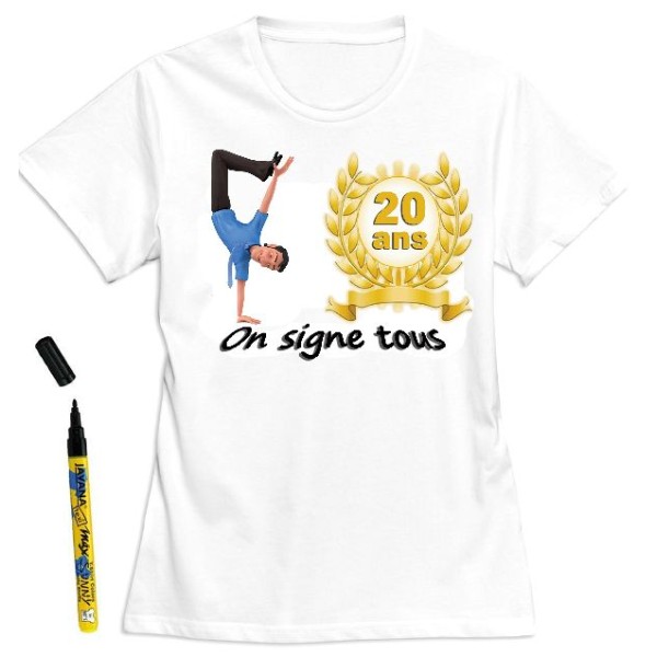 T-shirt homme à dédicacer 20 ans - Taille XXL - Photo n°1
