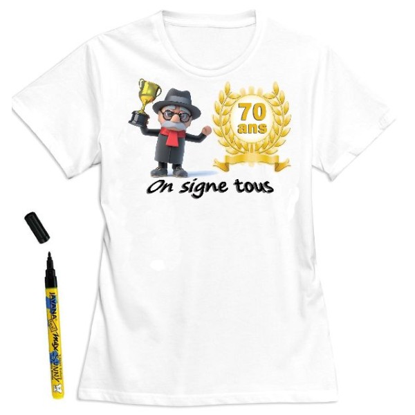 T-shirt homme à dédicacer 70 ans - Taille XXL - Photo n°1