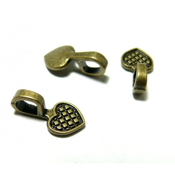 PS1128997 PAX 50 Belieres à Coller forme Coeur metal, attache pendentif couleur Bronze - Photo n°1