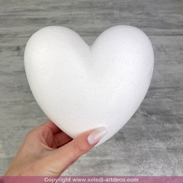 Coeur 3D bombé en polystyrène, dim. 15 cm, épais. 6,5 cm, densité supérieure - Photo n°3