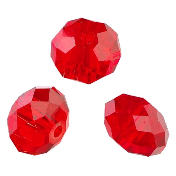 Lot de 20 Perles en verre à facettes , 6 x 8 mm, Rouge Siam - Photo n°1