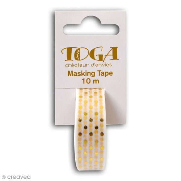 Masking tape Toga - Pois or sur fond Blanc - 10 mètres - Photo n°2