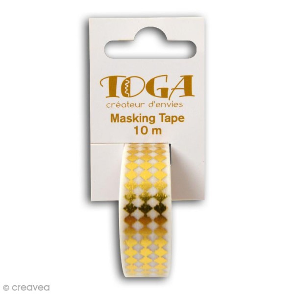 Masking tape Toga - Losanges dorés sur fond Blanc - 10 mètres - Photo n°2