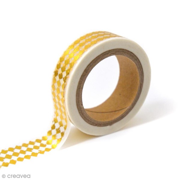 Masking tape Toga - Losanges dorés sur fond Blanc - 10 mètres - Photo n°1