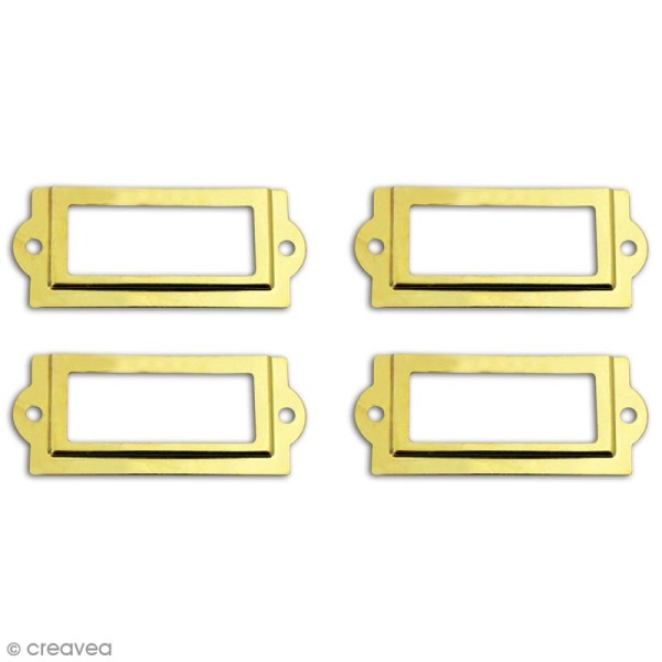 Porte-étiquette scrapbooking 7 x 3 cm - Métal doré - 4 cadres + 8 vis - Photo n°2