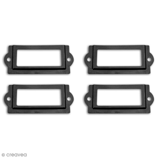 Porte-étiquette scrapbooking 7 x 3 cm - Métal noir - 4 cadres + 8 vis - Photo n°2