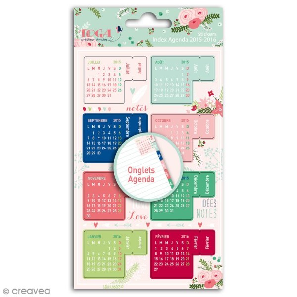 Onglet autocollant agenda 2015-2016 - Lovely flowers - 18 stickers - Photo n°1