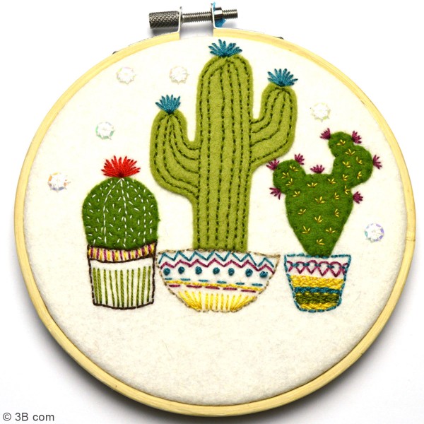 Kit broderie appliqué - Cactus en pot - Photo n°2