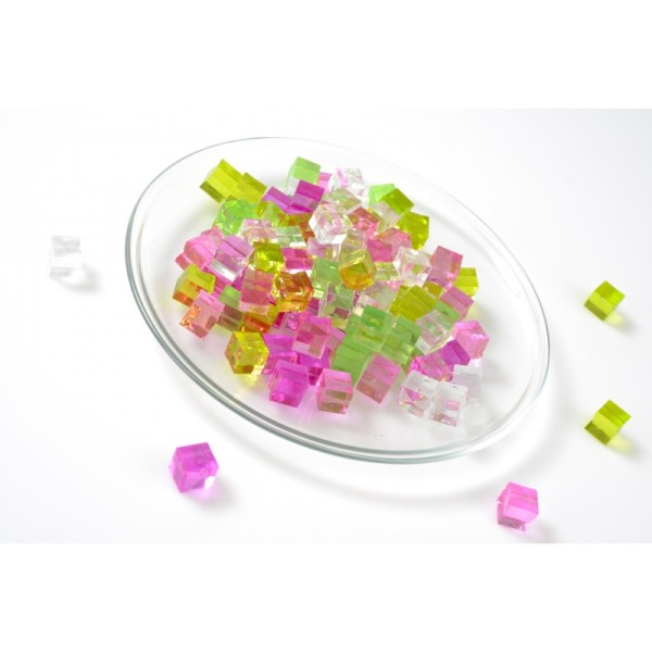 Mini cubes translucides fuchsia (x12) - Photo n°3
