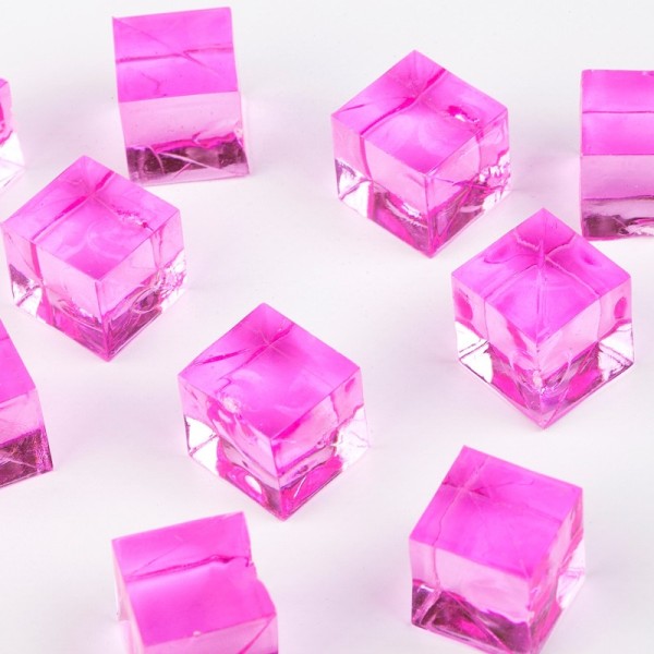 Mini cubes translucides fuchsia (x12) - Photo n°1
