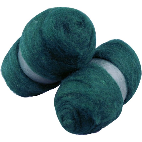 Pelote de laine cardée, 2x100 gr, vert - Photo n°1