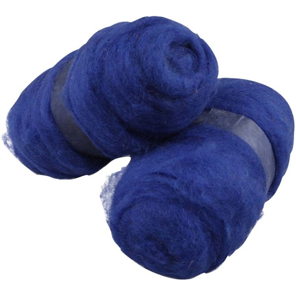 Pelote de laine cardée, 2x100 gr, royal blue - Photo n°1