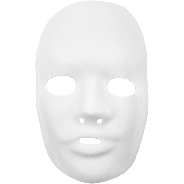 Masque visage, h: 24 cm, l: 15,5 cm, 12 pièces, blanc - Photo n°1