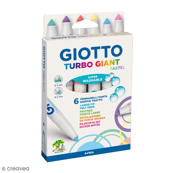 Feutres Turbo Giant Giotto - Pastel - 6 pcs - Photo n°1