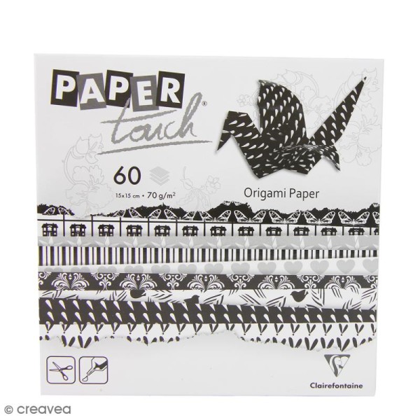 Papier origami Paper Touch - 15 x 15 cm - Black & white - 60 feuilles - Photo n°1
