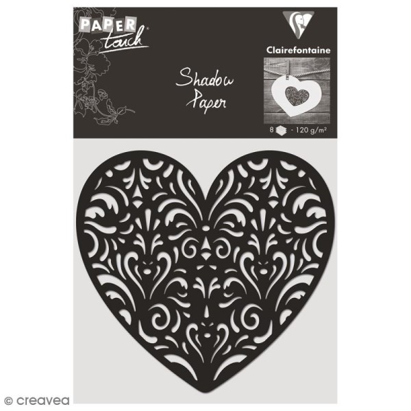 Découpe en papier Shadow paper - Coeur noir - 8 formes - Photo n°1