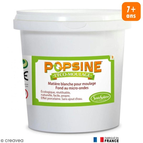 Recharge Eco-moulage Popsine - Poudre - Blanc effet porcelaine - 1 kg -  Moulage enfant - Creavea