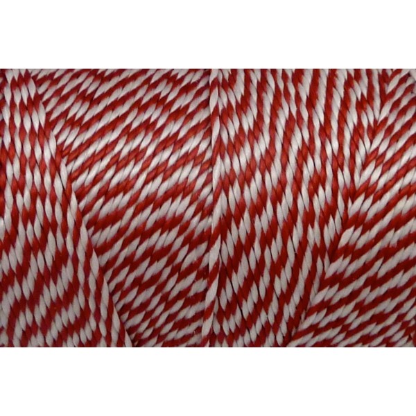 R-10m Fil Polyester Ciré 0,8mm Bicolore Rouge Et Blanc - Photo n°2