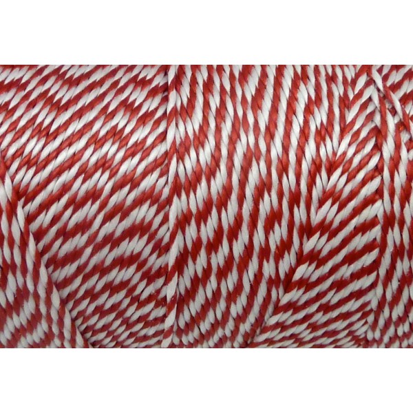 R-10m Fil Polyester Ciré 0,8mm Bicolore Rouge Et Blanc - Photo n°1