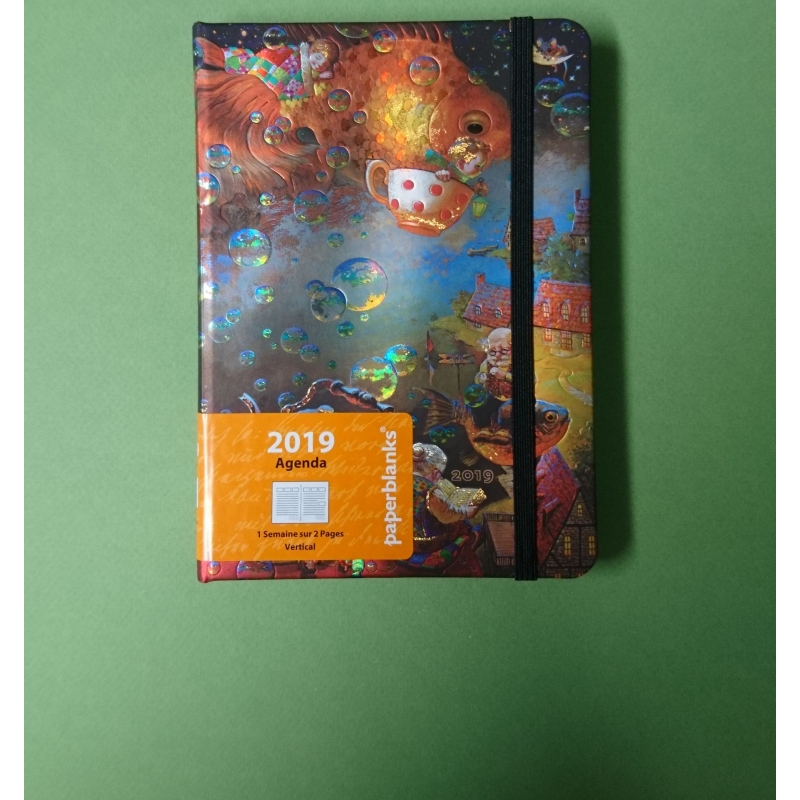 Mini 140 x 95 mm Paperblanks 2019 Agenda de poche avec ruban marque-page & poche intérieure pour le pavot semaine par semaine vertical 
