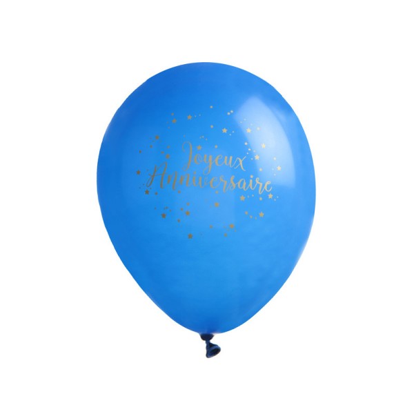Ballon Joyeux Anniversaire bleu (x8) - Photo n°1