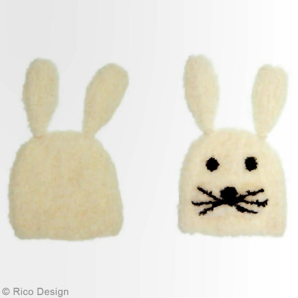 Kit Rico Design - Bonnet à tricoter - Lapin - Blanc crème - Photo n°3