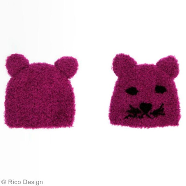 Kit Rico Design - Bonnet à tricoter - Chat - Bordeaux - Photo n°3